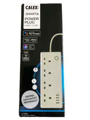 Calex Smart Power Plug 4-fach mit 4 USB Ports | WLAN fähig Google Alexa