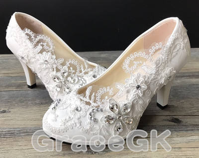 white crystal wedding shoes