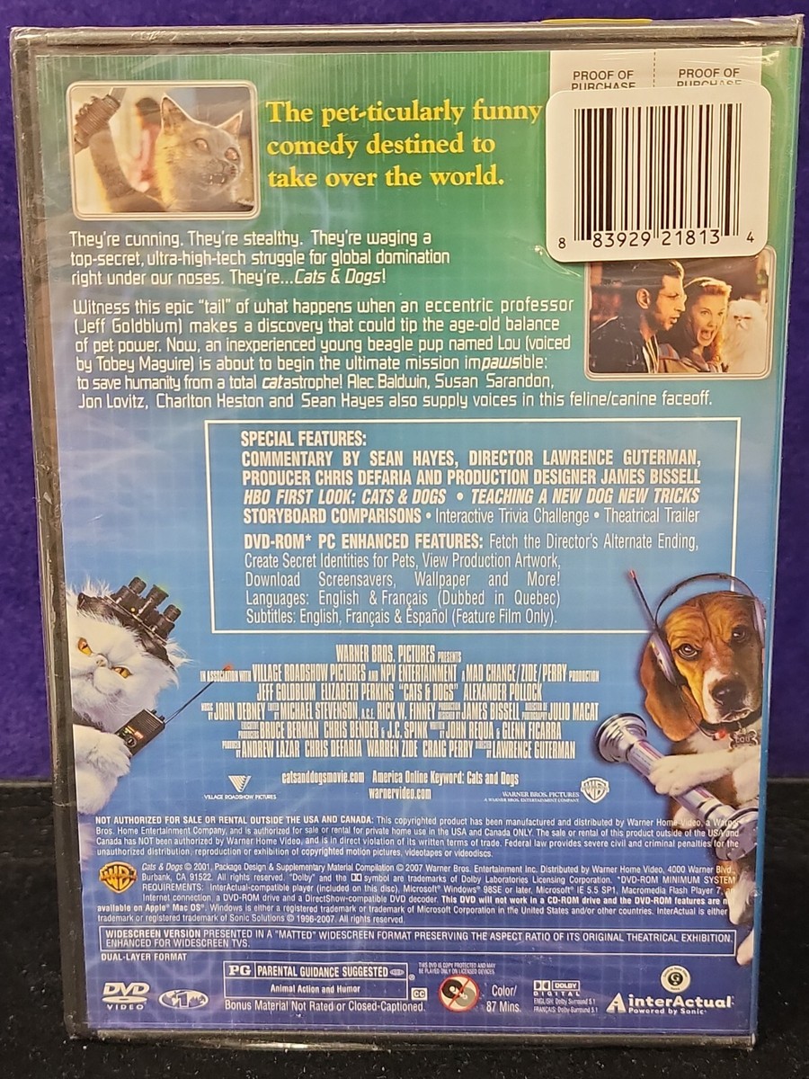 Cats & Dogs NEW DVD 2001 Full Screen Jeff Goldblum Elizabeth