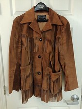 Vintage Ms. Pioneer Rust Colored Fringe Leather Jacket Sz 16