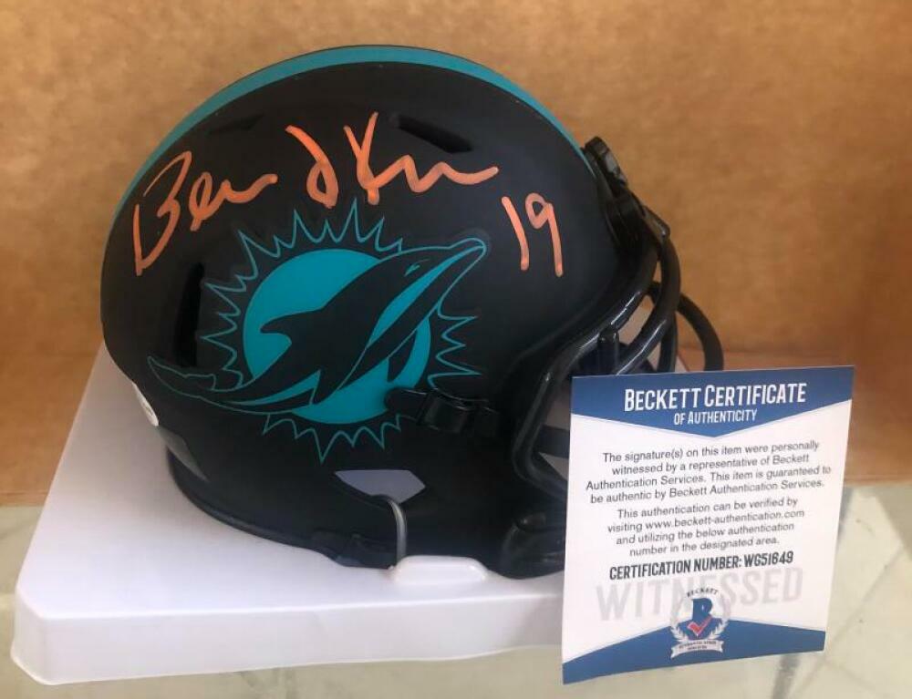 BERNIE KOSAR MIAMI DOLPHINS SIGNED AUTOGRAPHED MINI HELMET BECKETT WITNESS 