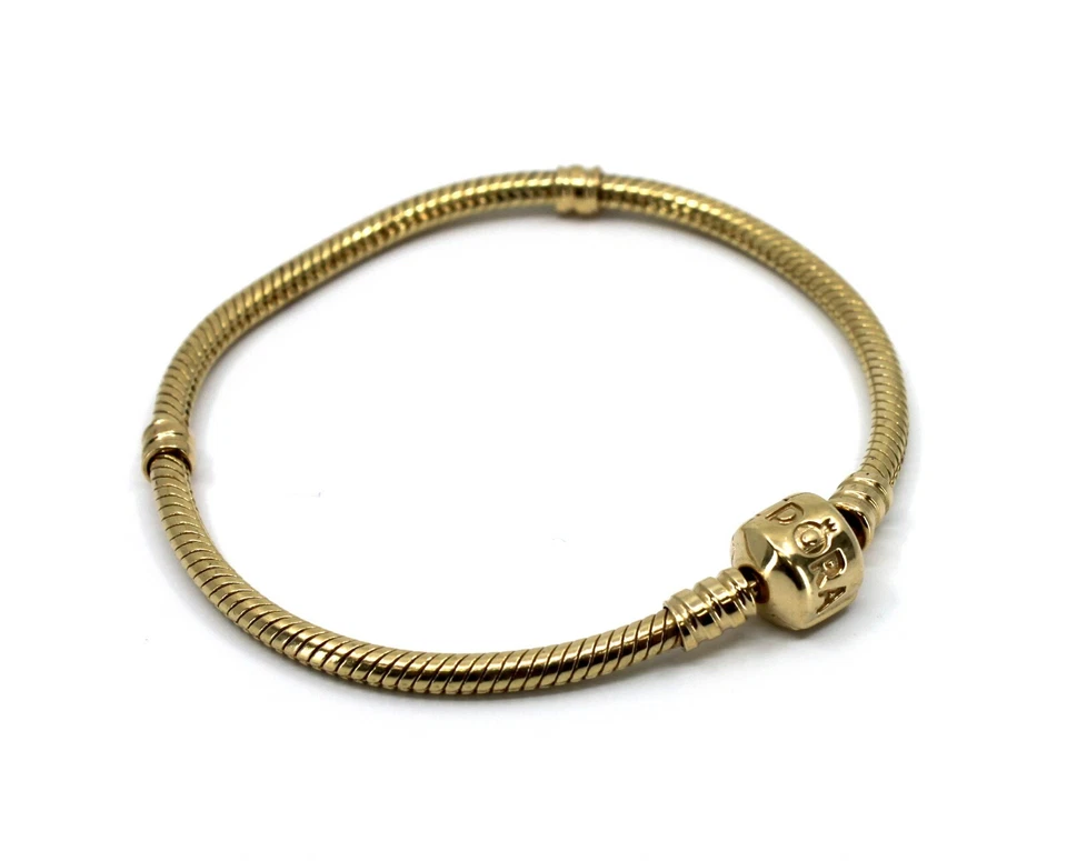 Pulseira Berloque de Cobra Pandora Ouro Amarelo Sólido 14K 7,25 Polegadas de Comprimento Autêntica - Imagem 2 de 4