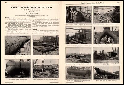 1922 Walsh's Holyoke Steam Boiler Works Massachusetts Photos 2-Page Print Ad