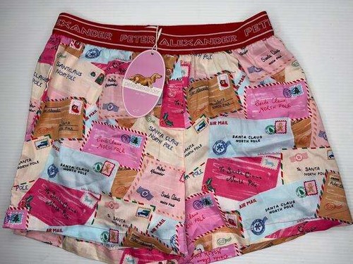 NWT PETER ALEXANDER LADIES CHRISTMAS LETTERS SANTA BOXER SHORTS SIZE S