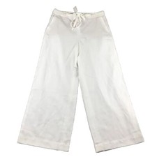 Talbots Pants Womens Large White Linen Blend Wide Leg Drawstring NWT