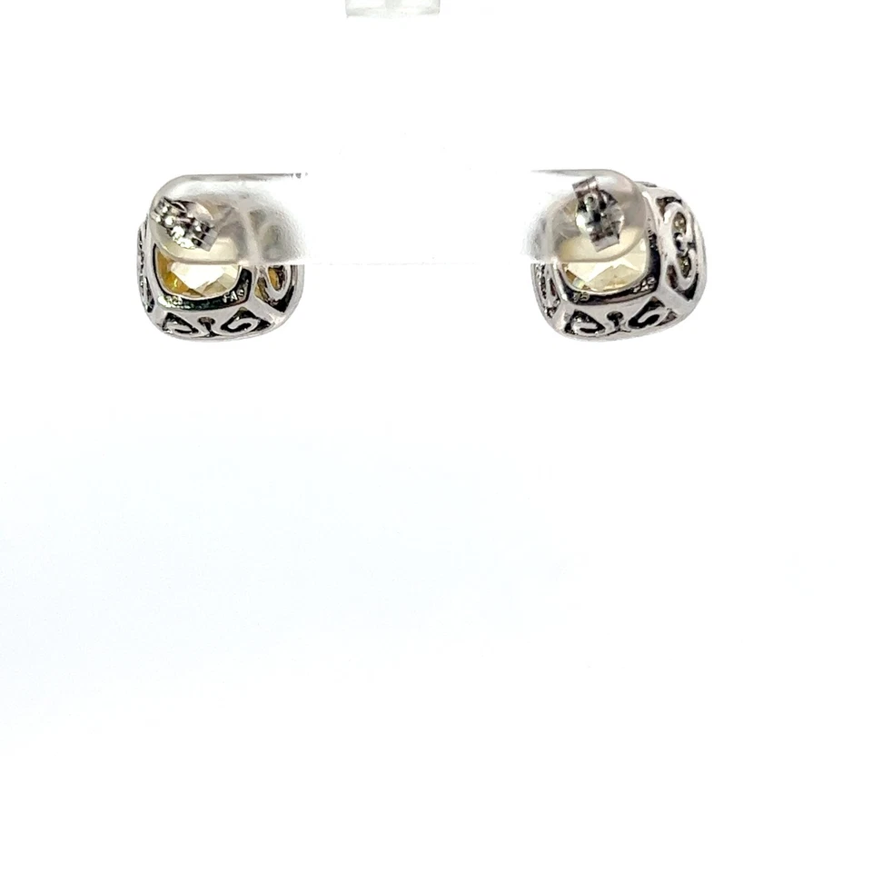 Argento Sterling Creato IN Laboratorio Giallo Limone Quarzo Scorrere Orecchini - Immagine 3 di 4