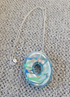Sterling Silver Italy 925 Chain Necklace w Large Donut Shape Glass Pendant NICE — photo 6