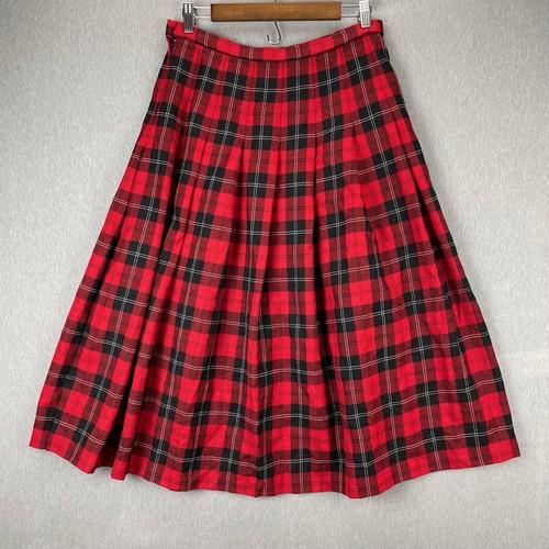 Pendleton Skirt Size 12 Virgin Wool Red Plaid Pleated Authentic Made In The USA - Picture 7 of 13