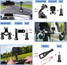 HONGDAK Action Camera Accessories Kit for Gopro Hero 12 11 10 9 Black