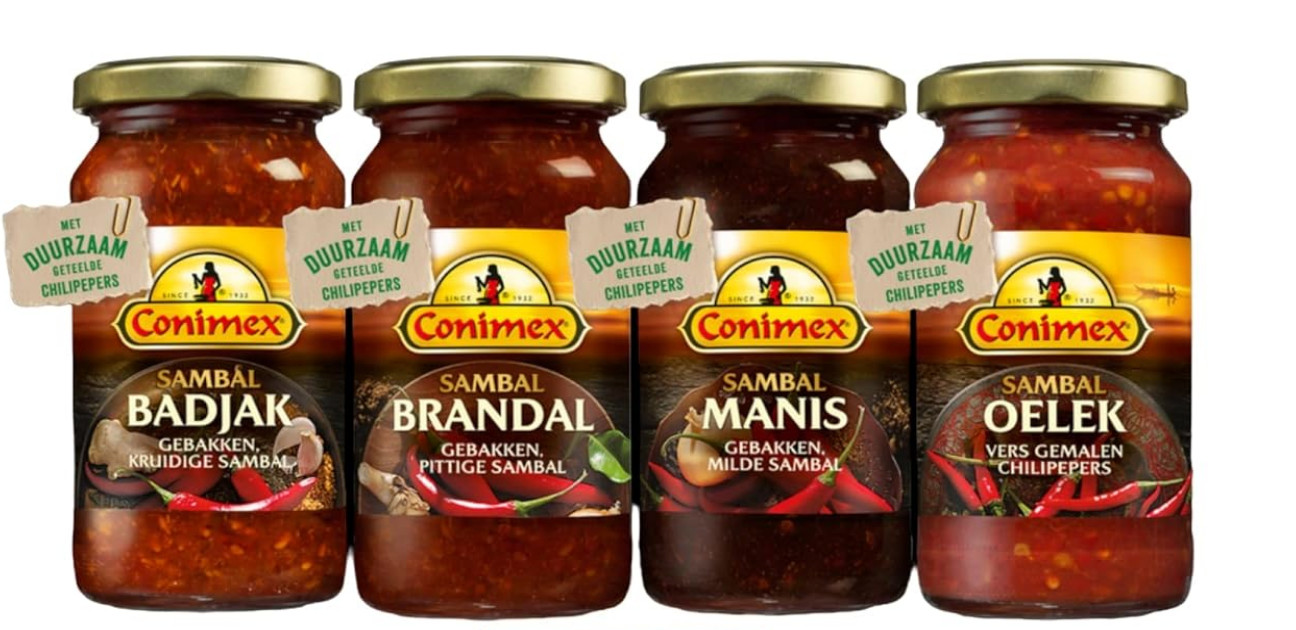 (21,24 EUR/kg) Conimex Sambal Testpaket mit Oelek, Brandal, Badjak, Manis, 800g