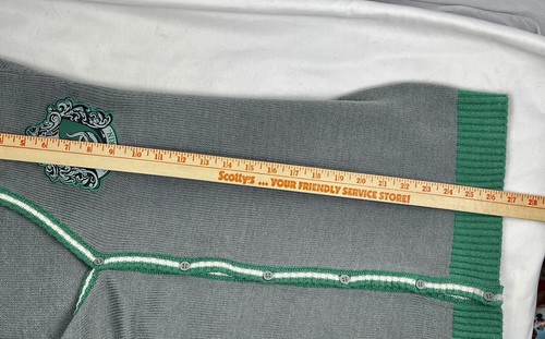Harry Potter Gray Green Slytherin V Neck Knitted Cardigan Sweater Medium - Picture 6 of 9