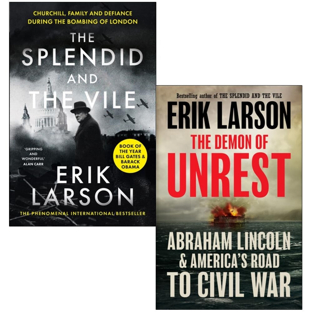 Erik Larson Collection 2 Books Set (Splendid and the Vile, Demon of Unrest)