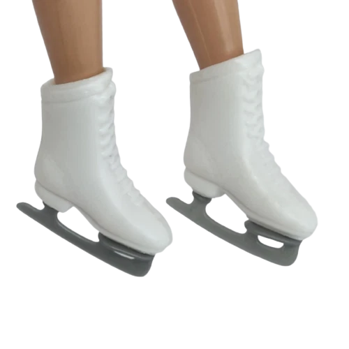VINTAGE 1990's MATTEL BARBIE WHITE FIGURE / ICE SKATES PLASTIC GRAY BLADES