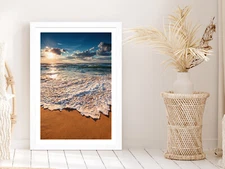 Cloudscape Over the Sea Sunrise View Glass Framed Wall Art, Ready to Hang