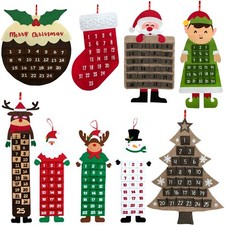 Large Felt Christmas Advent Calendar with Pockets Hanging (Choose Design)