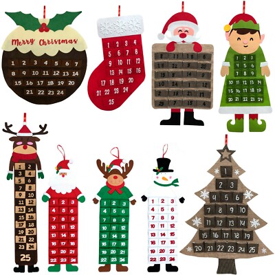 Large Felt Christmas Advent Calendar with Pockets Hanging (Choose Design) |  eBay