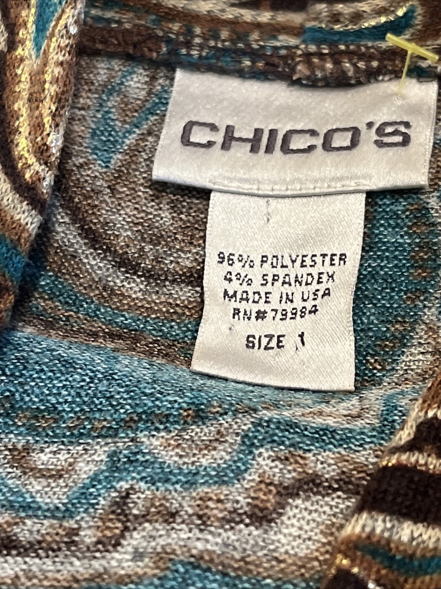 Chicos 1 Womens OpenCardigan Lightweight Chocolate Brown Teal