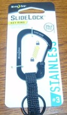 2-Nite Ize SlideLock Key Rings 3 Black Stainless Steel Locking Carabiner