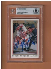 SERGEI FEDOROV AUTOGRAPHED 1991-92 OPC PREMIER #68 DETROIT RED WINGS BECKETT AUT