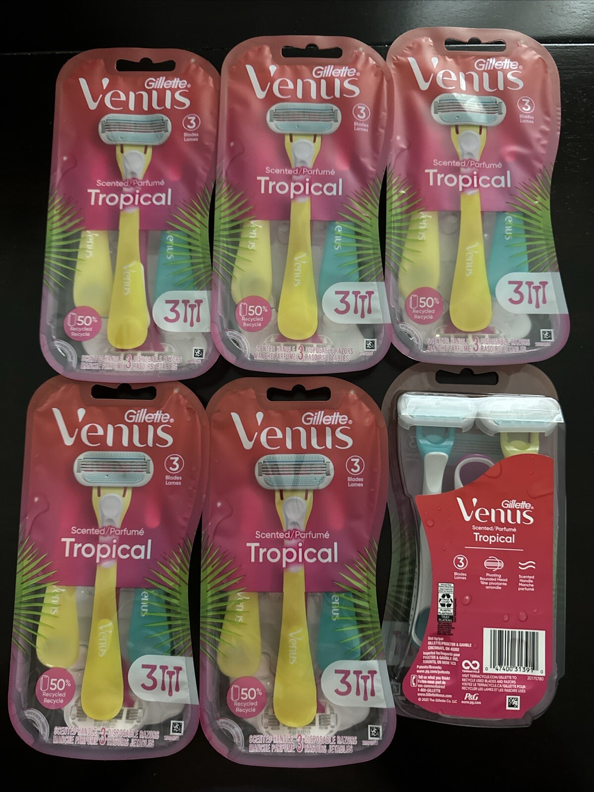 Gillette VENUS TROPICAL Razors for Women 3 ct ( 6 packages ) 18razors total