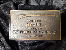 Vintage PRY COLD DEAD FINGERS Brass/Black Tone Belt Buckle