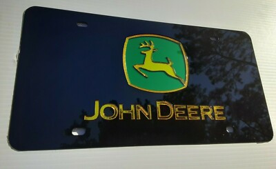 John Deere Black Green Yellow Acrylic Mirror License Plate Auto Tag nice