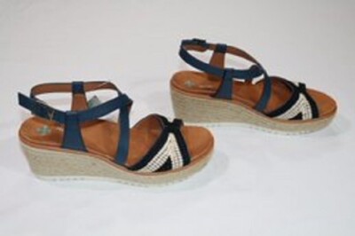 Baretraps Women's Ethel Posture Plus+ Platform Wedge Sandals Navy Size 9.5M