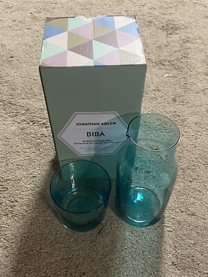 Jonathan Adler Biba Bedside Carafe Set (1) Carafe (1) Cup Glass NEW OPEN BOX