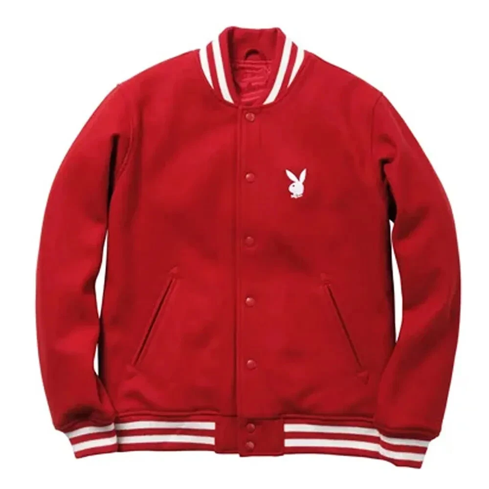 Veste universitaire Letterman Supreme Playboy couleur rouge toute laine
