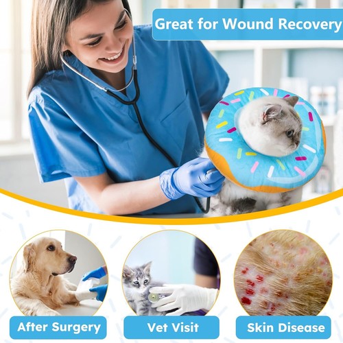 Cat Cone Collar Soft, Cat Recovery Collar for Wound Healing Cute Cat Donut - Picture 6 of 8