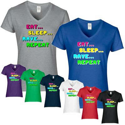 EAT SLEEP RAVE REPEAT Party Techno Disco Damen Fun Shirt CrazyShirt