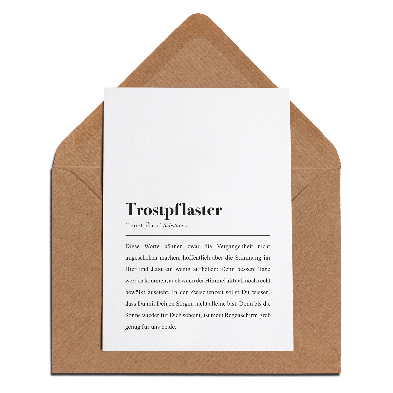 Trostpflaster Karte +Umschlag - Aufmunterung Kopf hoch Mutmacher Du schaffst das