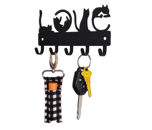 Porta llaves Love Cats con 5 ganchos - Hecho en USA - 2 opciones de tamaño - Imagen 5 de 6