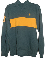New Boys 2XL 18 U.S. Polo Assn. 1/4 Zip Sweatshirt Pullover Green Yellow