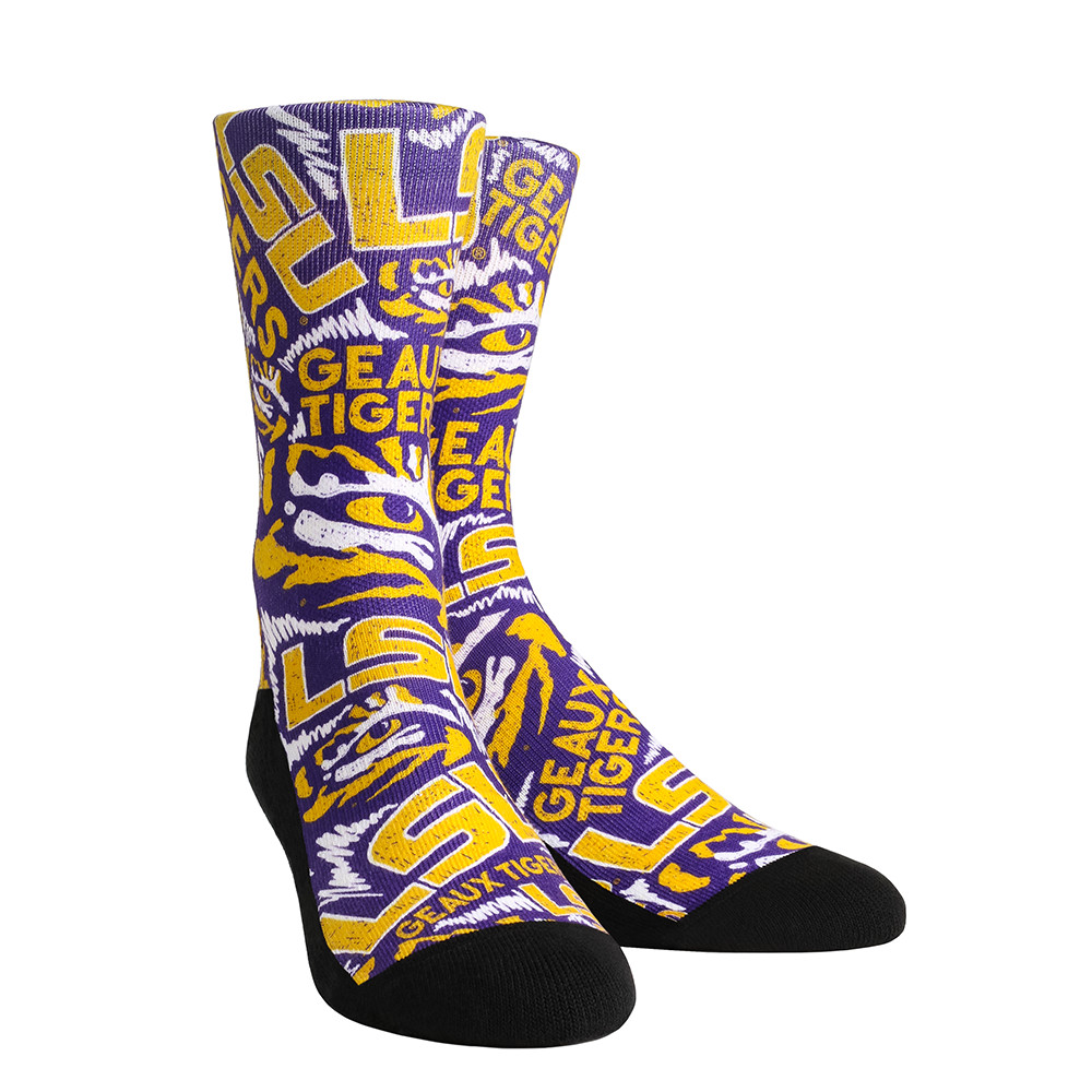 NCAA LSU Tigers - Logo Sketch Purple Rock 'Em Socks