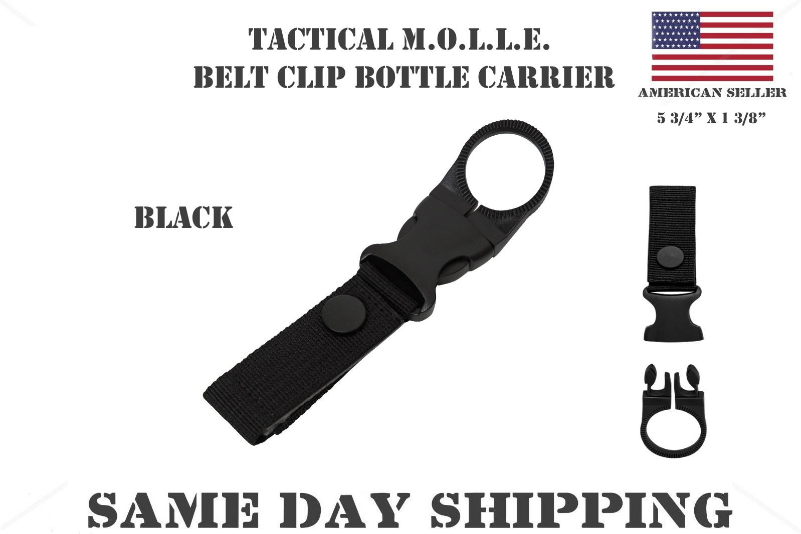 Black Tactical MO.L.L.E. Compact Belt Clip Bottle Carrier
