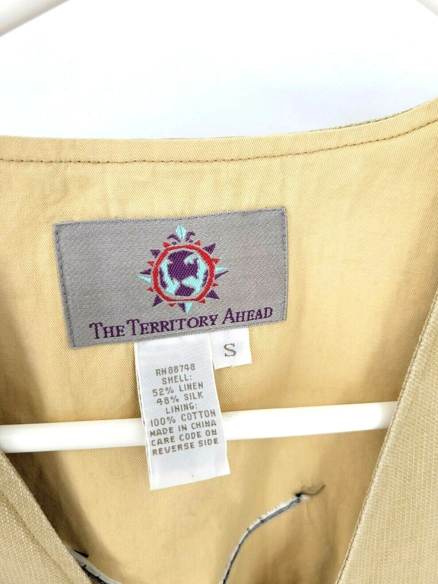 The Territory Ahead Mens Small Vest Linen/Silk 3 pocket Shooting Themed Lined