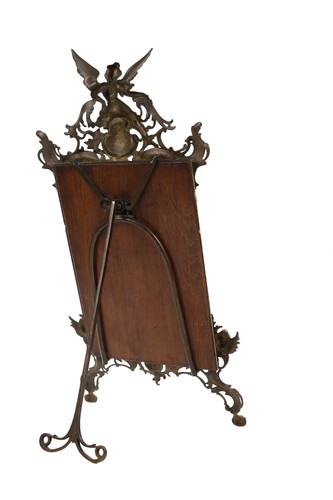 19th C. Art Nouveau " Superbe " Table Haut Bronze Miroir Avec / Winged Femelle - Photo 4 sur 9