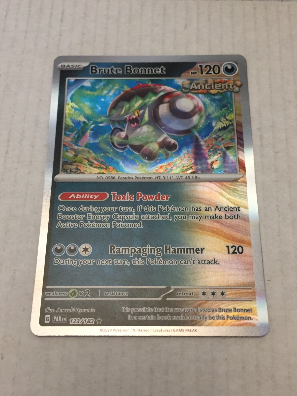 2023 Pokemon Brute Bonnet Reverse Holo Card 123/182