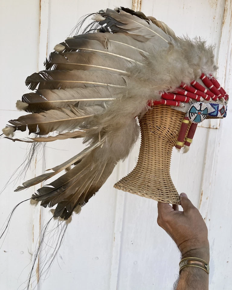 Tocado ceremonial real emplumado indio nativo americano vintage años 50’s 60’s Foto 4 de 4