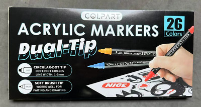 Colpart Acrylic Paint Pens Paint Markers, 26 Colors Dual Tip Brush Paint Pens