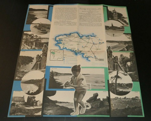 ANCIEN DEPLIANT TOURISTIQUE PUBLICITE TOURISME VOYAGE TRAIN BRETAGNE CIRCA 1930 - Picture 2 of 3