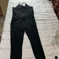 Women's Black Sleeveless Backless Yoga Jumpsuit Size XL