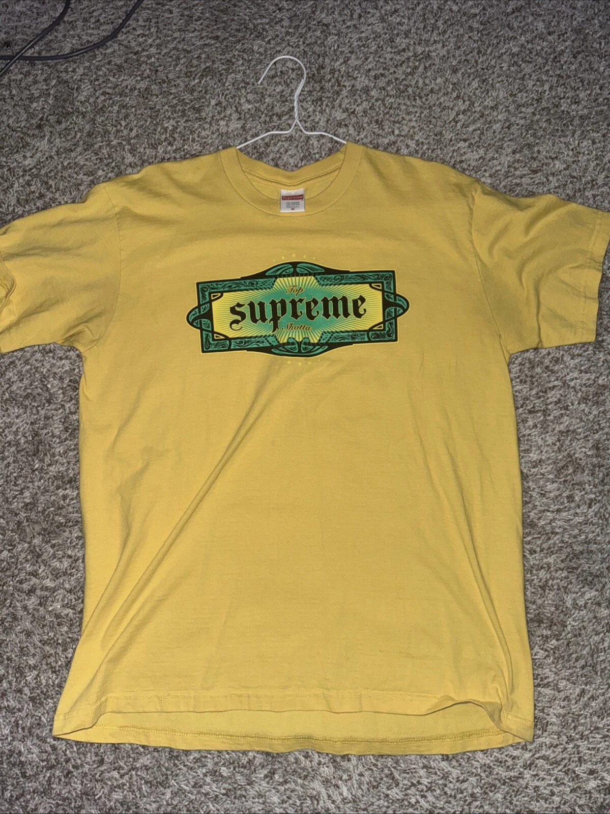 Supreme Top Shotta Tee jaune taille moyenne SS22