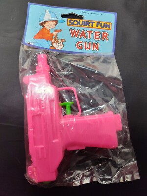 NOS 80s Toy Water Gun Uzi Squirt Gun Pink Deadstock