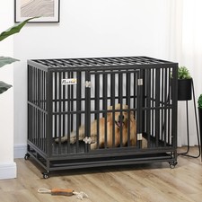 44'' Strong Pet Dog Crate Mobility Cage w/ Playpen  Removeable Tray