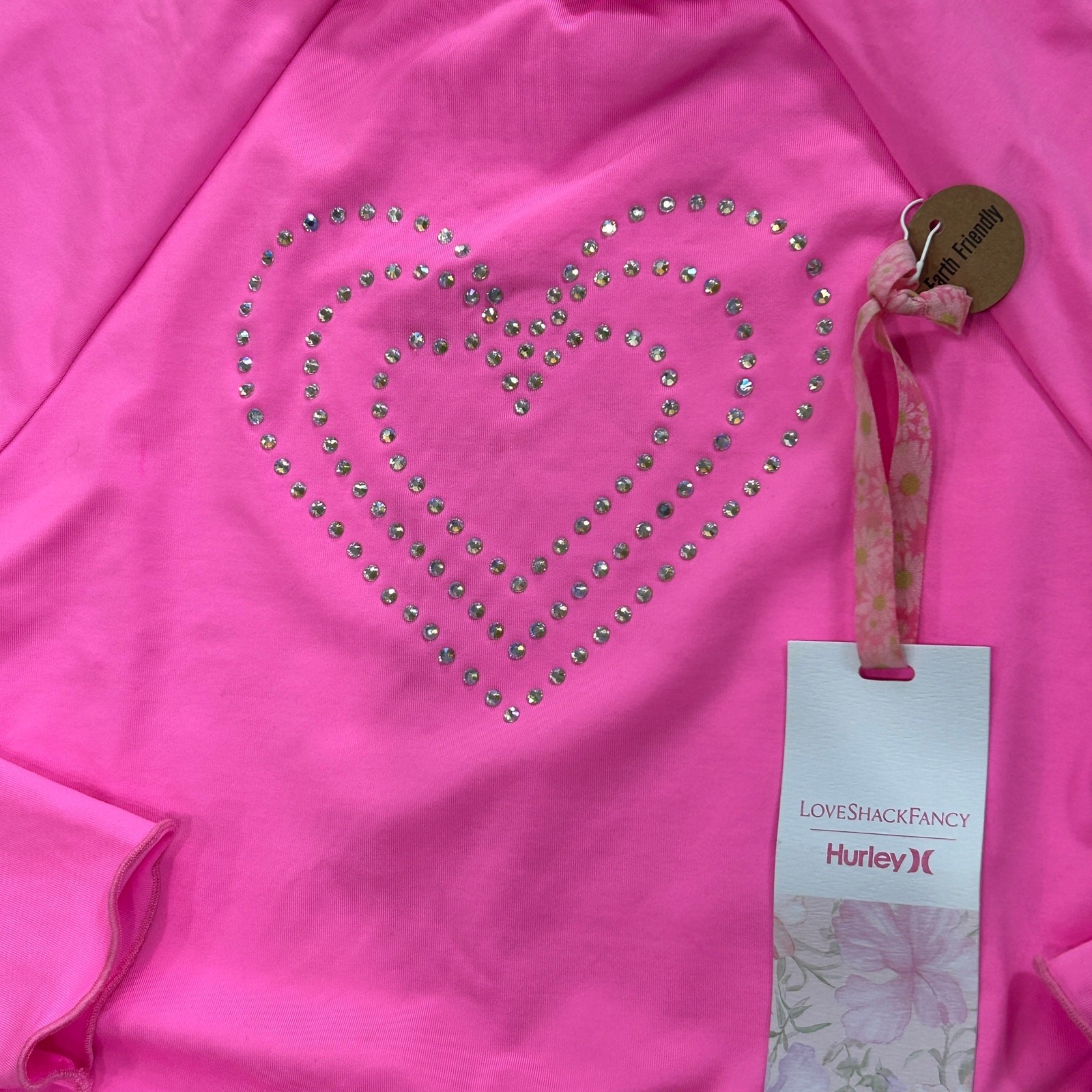 HURLEY x LOVESHACKFANCY Rhinestone Heart Crop LS Rashguard XS image 4