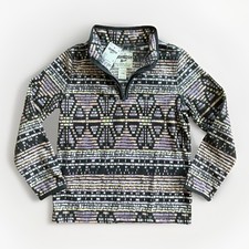 NWT OshKosh Bgosh Girls Size 7 Purple Geometric SOFT Fleece Quarter Zip Pullover