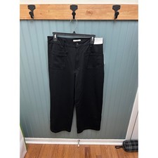 Jessica Simpson High Rise Wide Leg Crop Black Pants Size 10 30