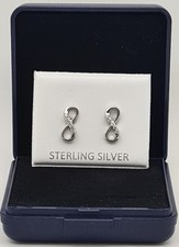 925 Sterling Silver Infinity CZ Earrings Studs Women, Girls Pierced Ears